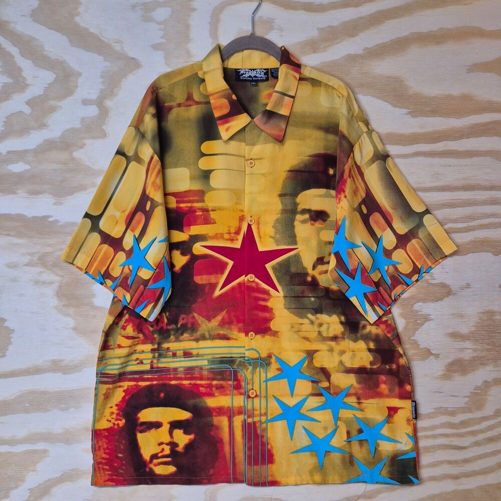 Vintage Dragonfly Clothing Co Men's XXL 2XL Graphic Button Up Y2K AOP Shirt
